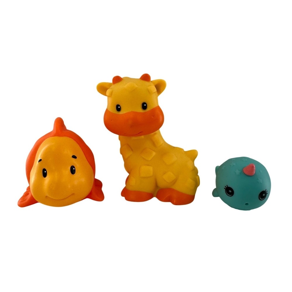 Infantino Baby Bath Squirters Set Of 3 Sensory Pal Toy Giraffe Fish Whale Tub